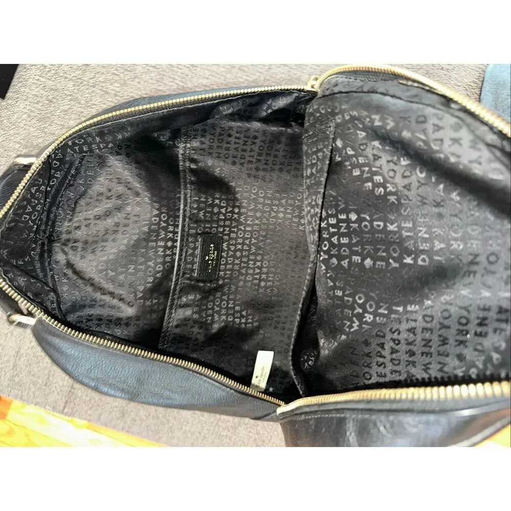 Kate Spade Mini Nicole Larchmont Avenue Black Pebbled Leather Backpack
